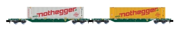 HN6657 Arnold 2teiliges Containertragwagenset CEMAT mit je 1x 45ft Container „ Nothegger ”
