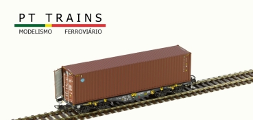 PT 100324 PT TRAINS Containertragwagen Sgmmnss 40 der MFD RAIL mit BLUE SKY Container