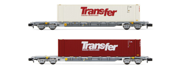 HN6584 Arnold 2teiliges Containertragwagenset Novatrans der SNCF mit je 1x 45ft Container Trans-Fer