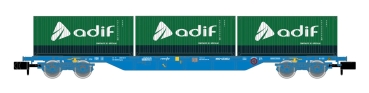 HN6651 Arnold 4-achs. Containerwagen " Adif ” der RENFE  beladen