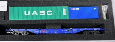 Promo 05 B-Models Containerwagen D-ERR mit 1x 20ft Container GE SEACO und 1x 40ft UASC Container beladen