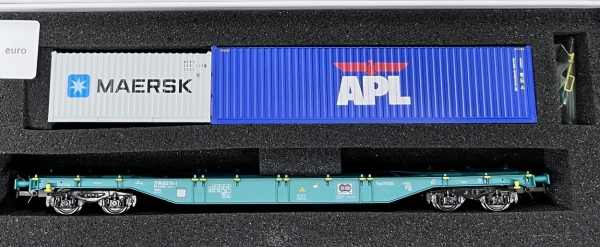 Promo 06 B-Models Containerwagen B-TRW mit 1x 20ft Container MAERSK und 1x 40ft APL Container beladen