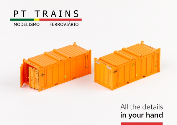 820805 PT Trains Spur H0 Set 2x 20ft Container OT DP – DINAZZANO