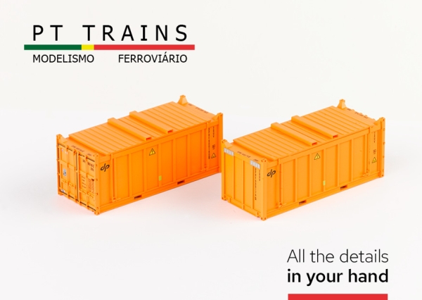 820806 PT Trains Spur H0 Set 2x 20ft Container OT DP – DINAZZANO